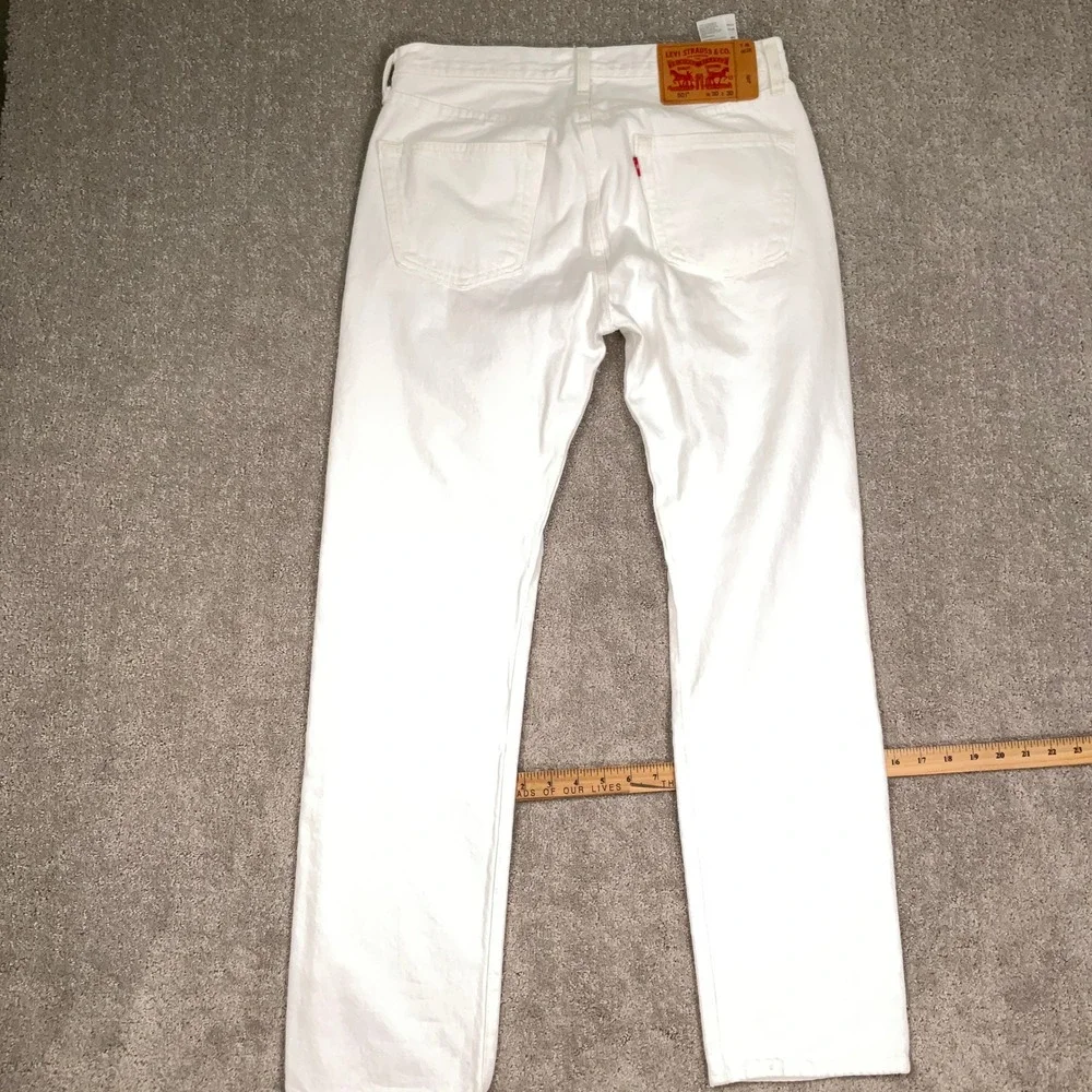 Levi's 501 Jeans Mens 30W 30L White Button Fly Straight Leg Coastal  Denim